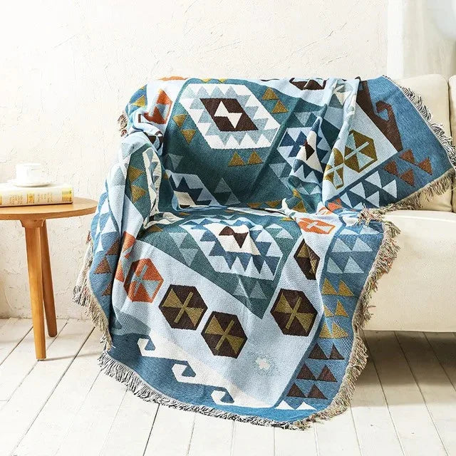 Cozy Polyester Cotton Vibrant Throw Blanket