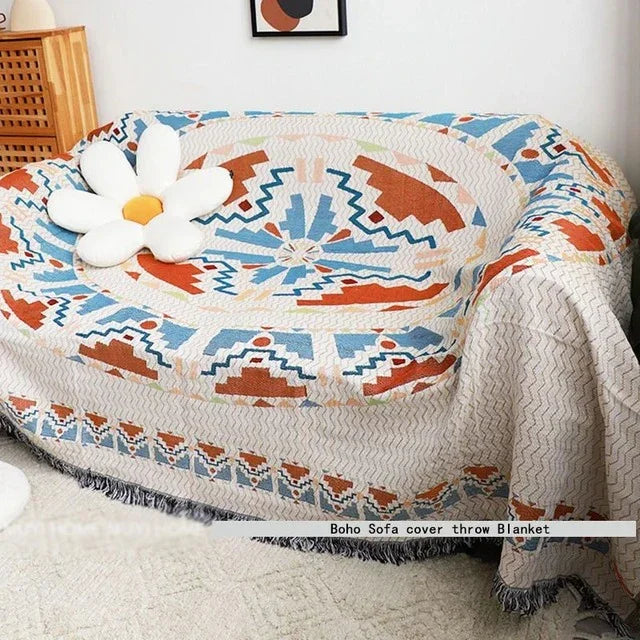 Cozy Polyester Cotton Vibrant Throw Blanket