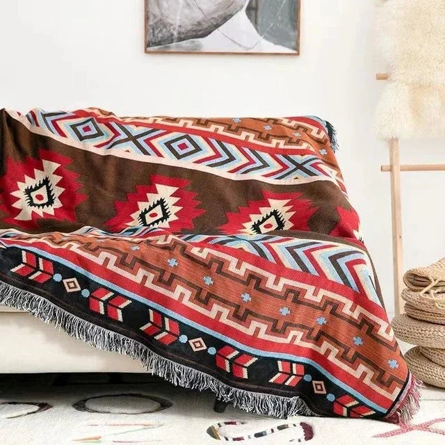 Cozy Polyester Cotton Vibrant Throw Blanket