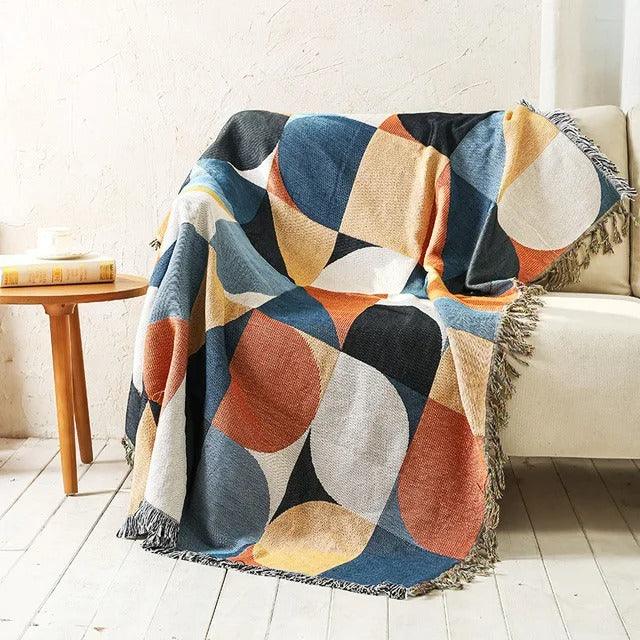 Cozy Polyester Cotton Vibrant Throw Blanket