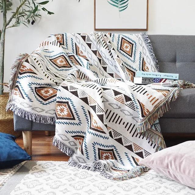 Cozy Polyester Cotton Vibrant Throw Blanket