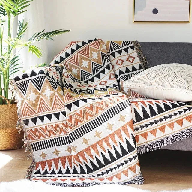 Cozy Polyester Cotton Vibrant Throw Blanket
