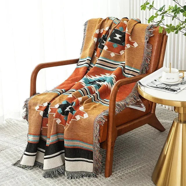 Cozy Polyester Cotton Vibrant Throw Blanket