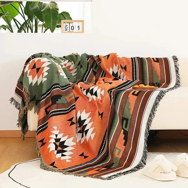 Cozy Polyester Cotton Vibrant Throw Blanket