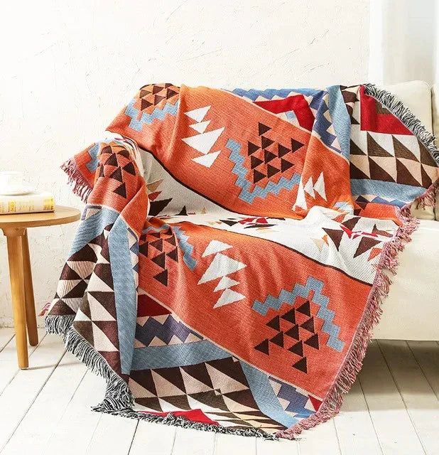 Cozy Polyester Cotton Vibrant Throw Blanket