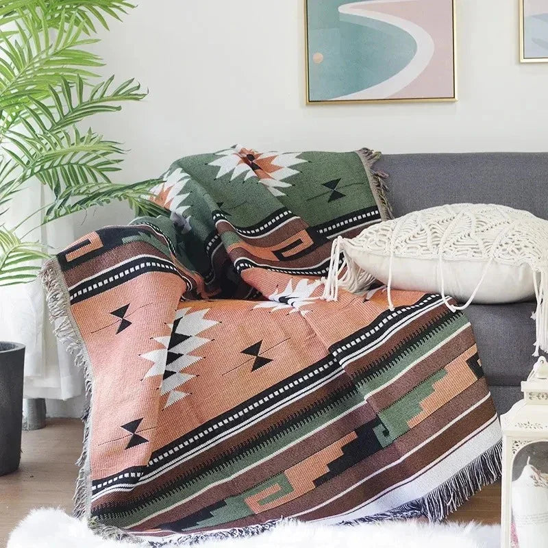 Cozy Polyester Cotton Vibrant Throw Blanket