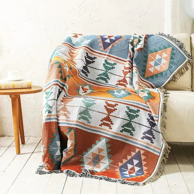 Cozy Polyester Cotton Vibrant Throw Blanket