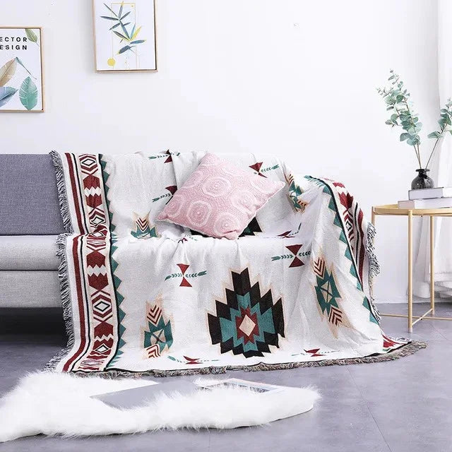 Cozy Polyester Cotton Vibrant Throw Blanket