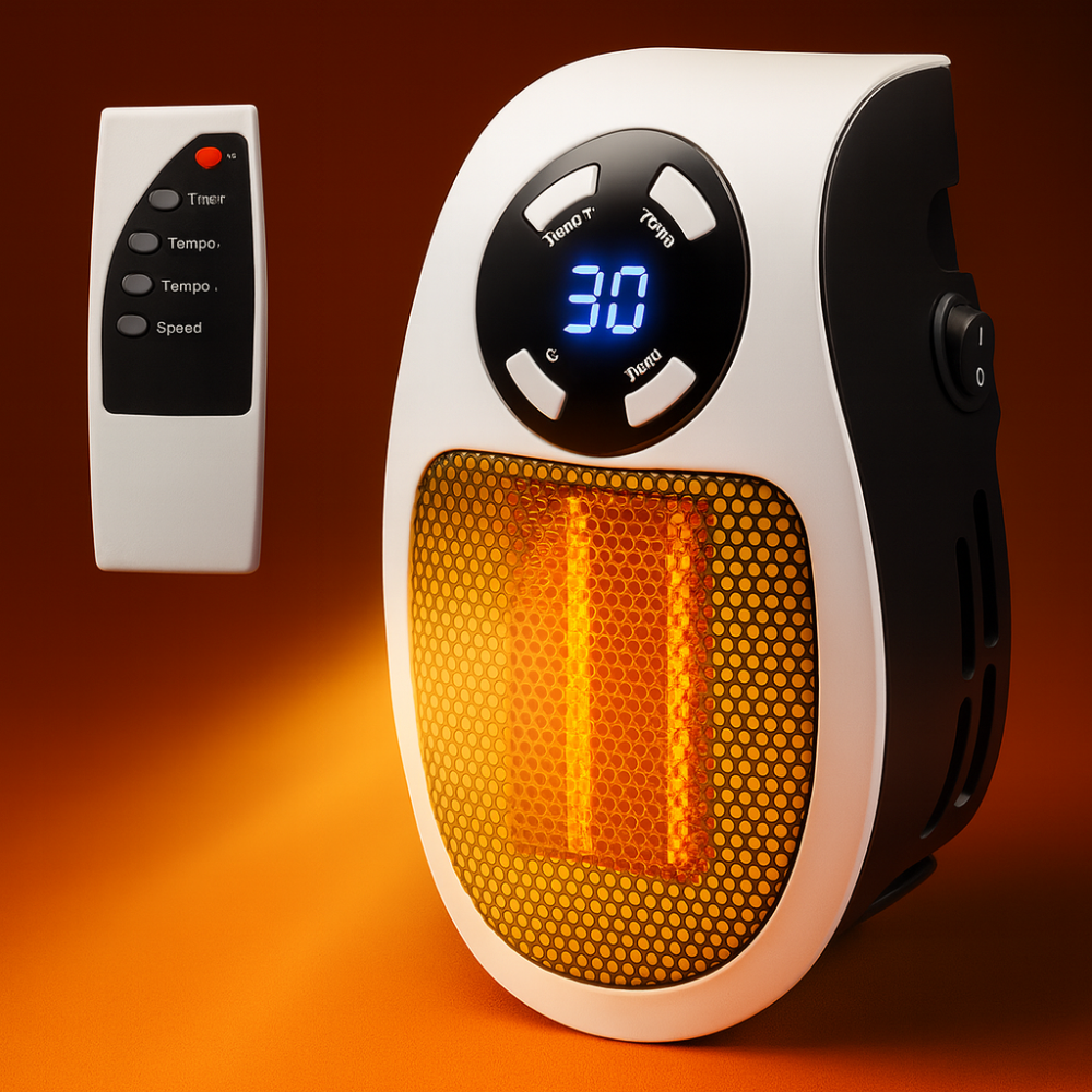 Portable Electric Space Heater 500W Mini Wall Plug with Remote Control