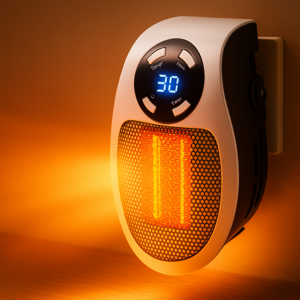 Portable Electric Space Heater 500W Mini Wall Plug with Remote Control