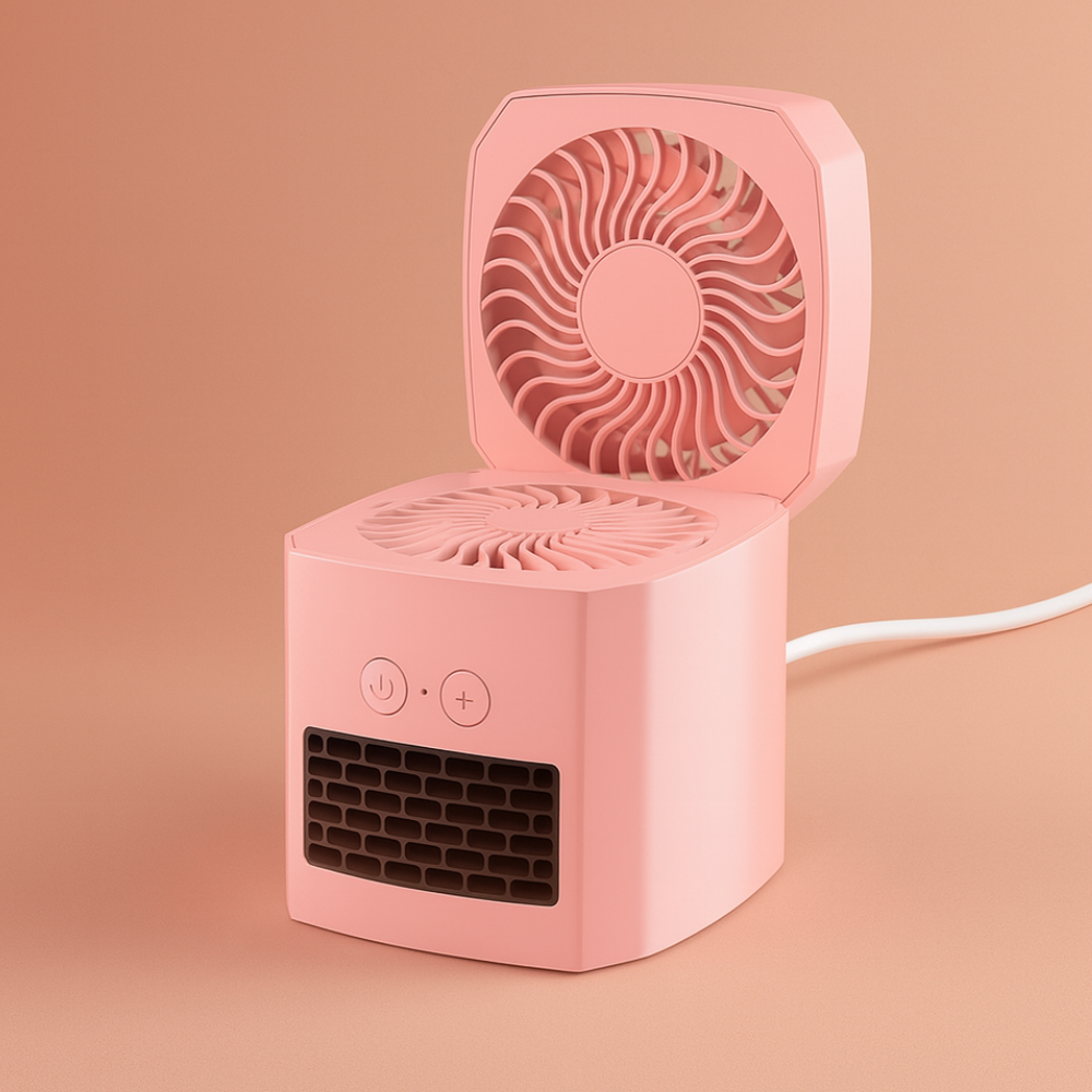 Portable Mini Electric Space Heater Square Desktop Fan Cooler 400W ABS