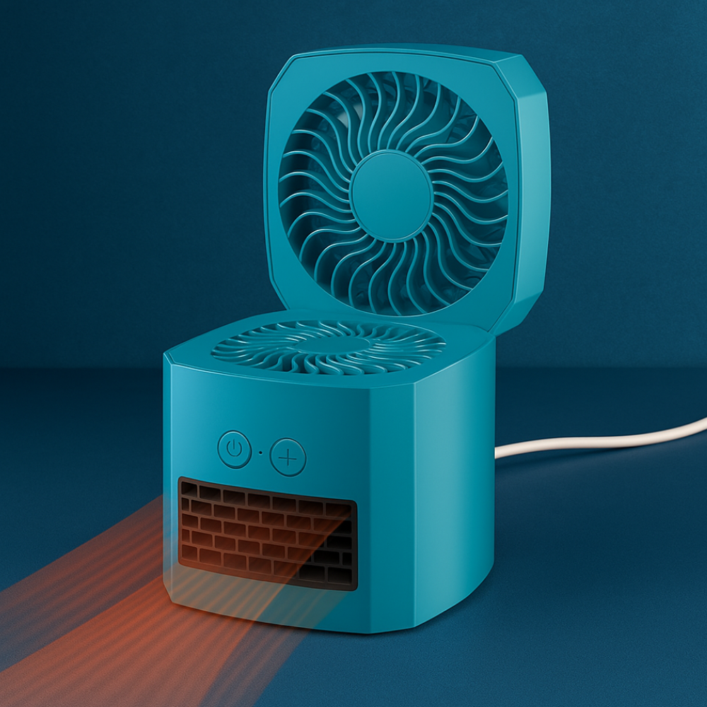 Portable Mini Electric Space Heater Square Desktop Fan Cooler 400W ABS