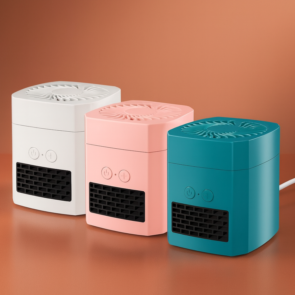 Portable Mini Electric Space Heater Square Desktop Fan Cooler 400W ABS