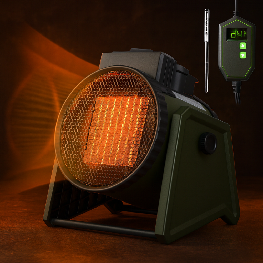 Portable Electric Space Heater with Thermostat for Greenhouse