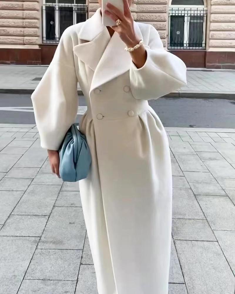Classic Wool Winter Coat for Women with Oversized Lapel Style