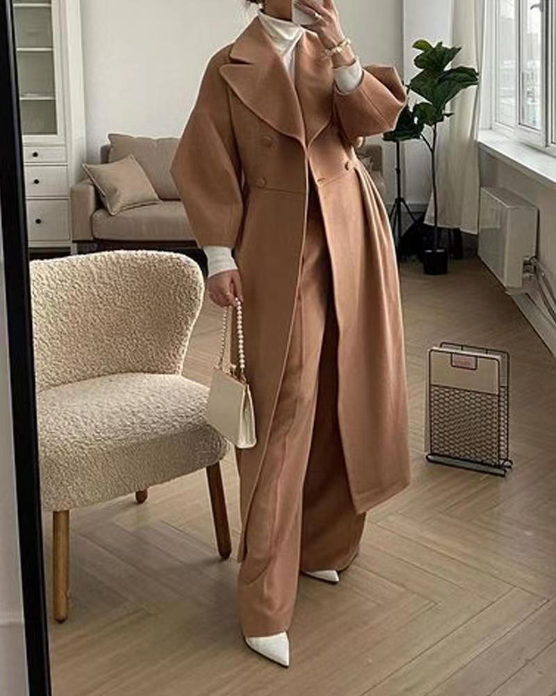 Classic Wool Winter Coat for Women with Oversized Lapel Style