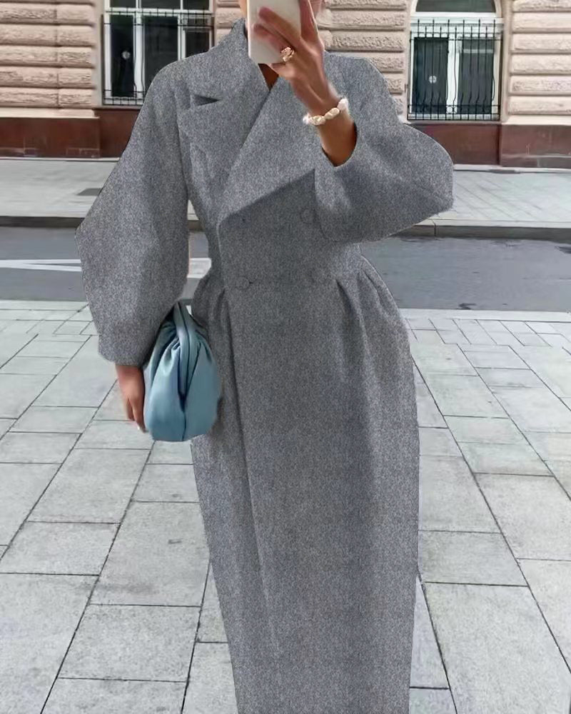 Classic Wool Winter Coat for Women with Oversized Lapel Style