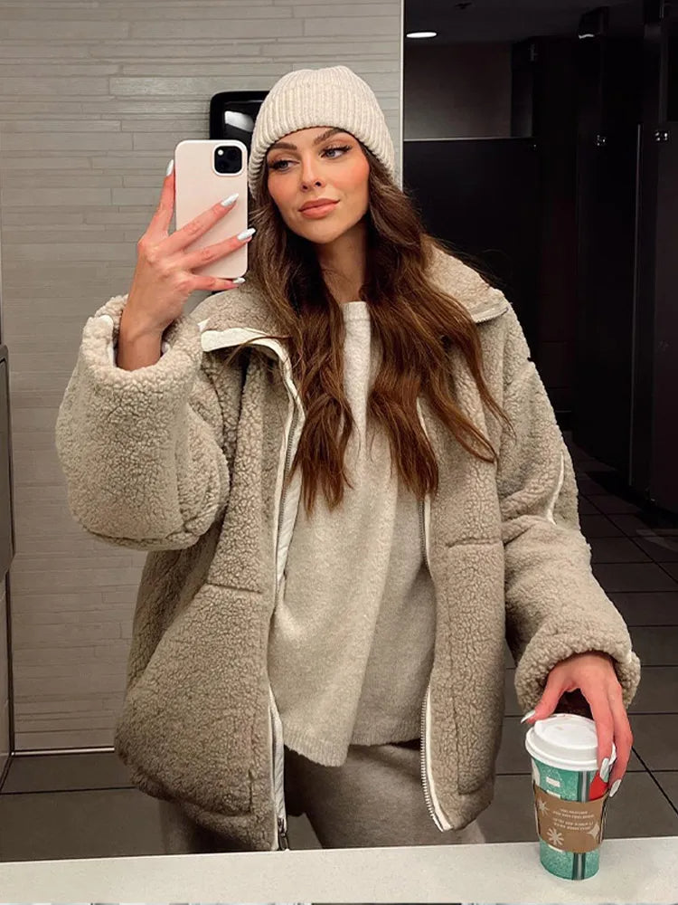 Cozy Jacket with Relaxed Oversized Fit for Women