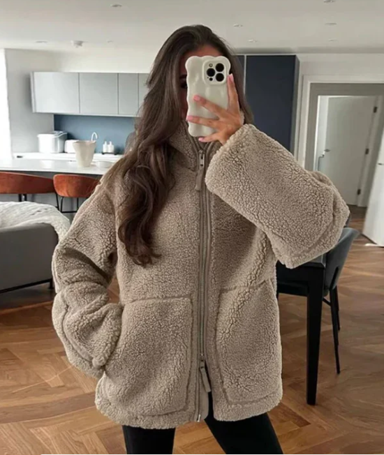 Cozy Jacket with Relaxed Oversized Fit for Women
