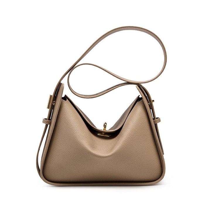 Fable | Cowhide Leather Bag with Shoulder and Crossbody Strap-Shoulder Bag / Crossbody Bag-Urban Devyne-Dark Beige-Urban Devyne
