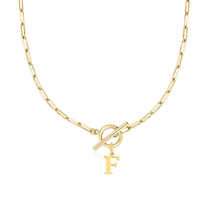 Emily Letter Initial Circle Lock Clasp Necklace
