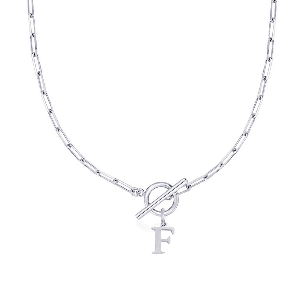 Emily Letter Initial Circle Lock Clasp Necklace