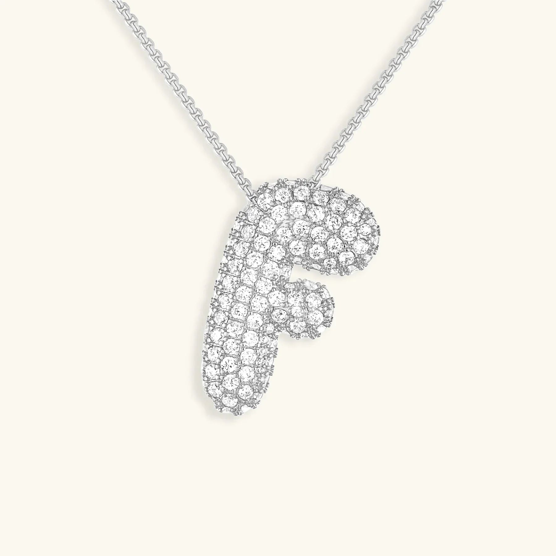 Initial Diamond Necklace with Bubble Design