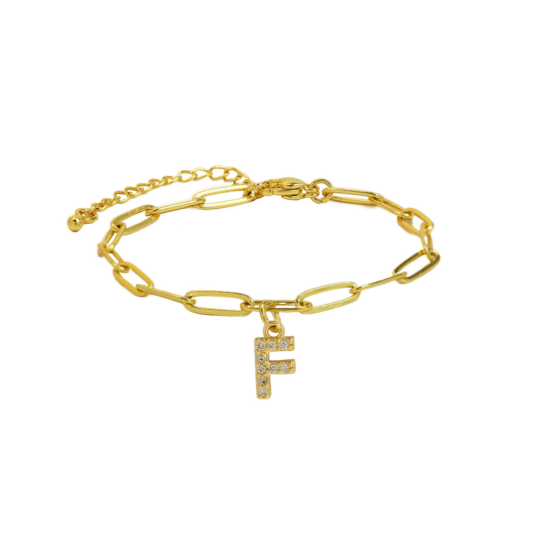 Natasha Paperclip Letter Initial Bracelet