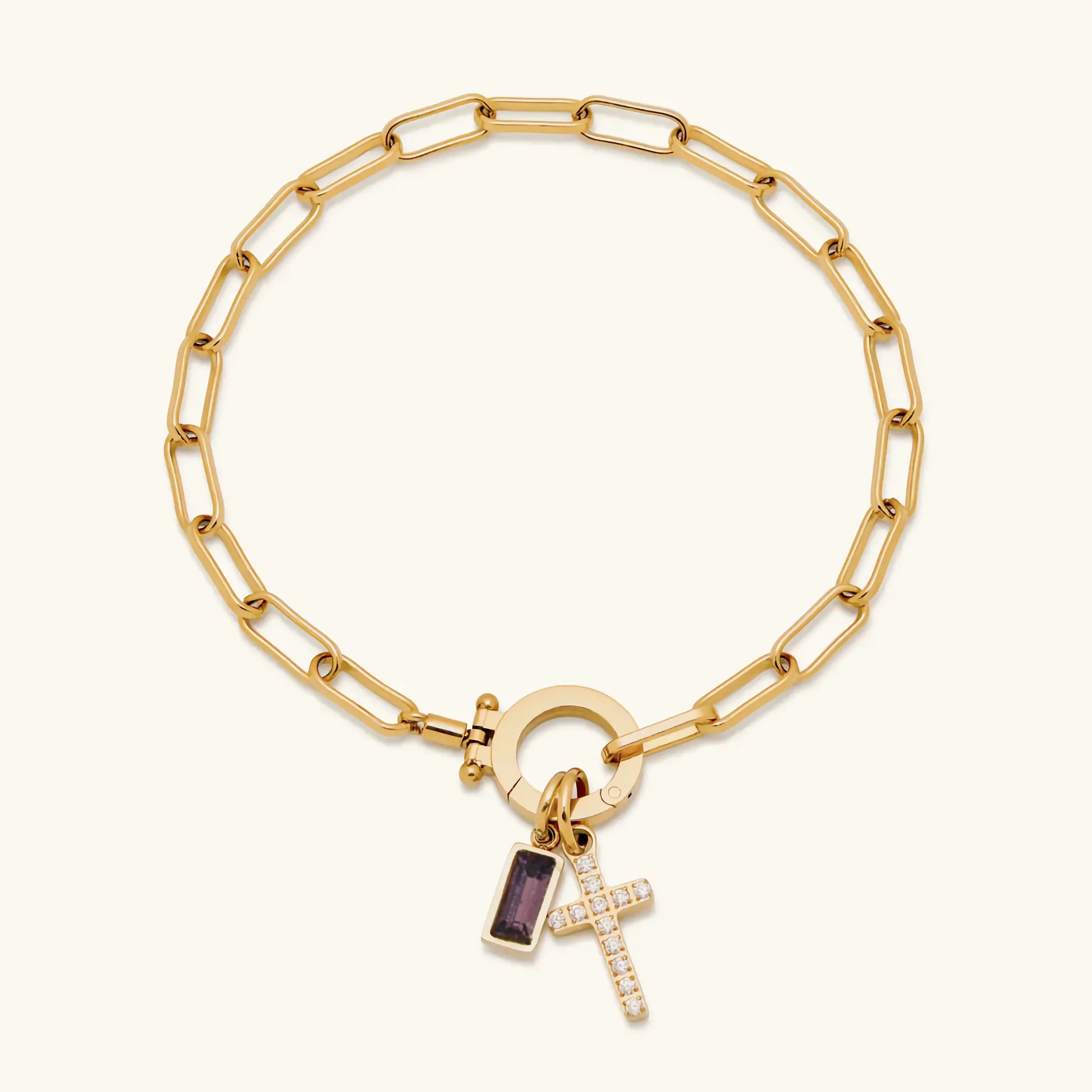 Birthstone Cross Bracelet