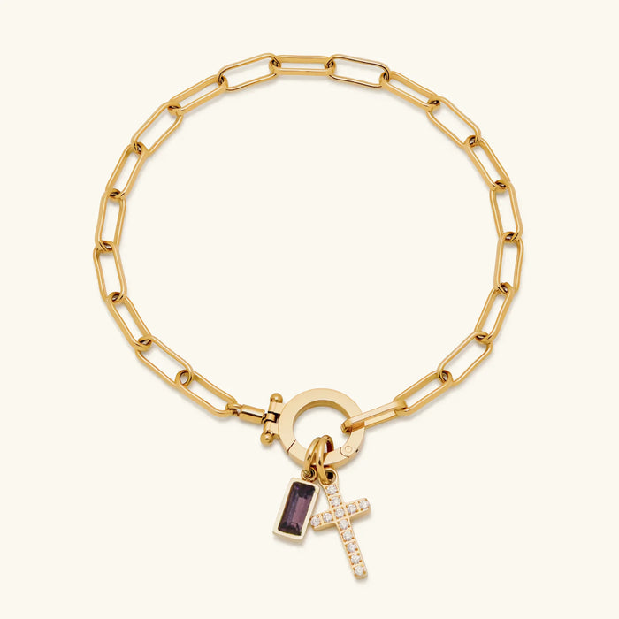 Birthstone Cross Bracelet