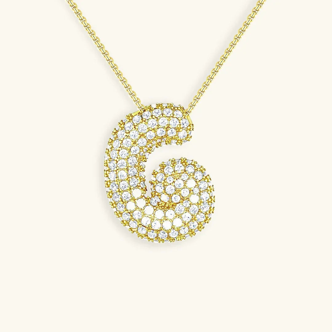 Initial Diamond Necklace with Bubble Design