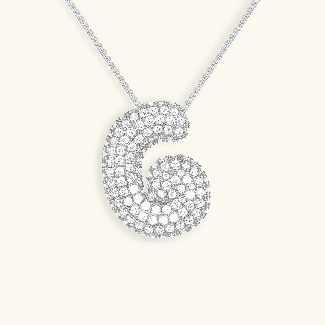 Initial Diamond Necklace with Bubble Design