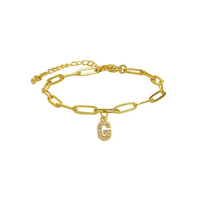 Natasha Paperclip Letter Initial Bracelet