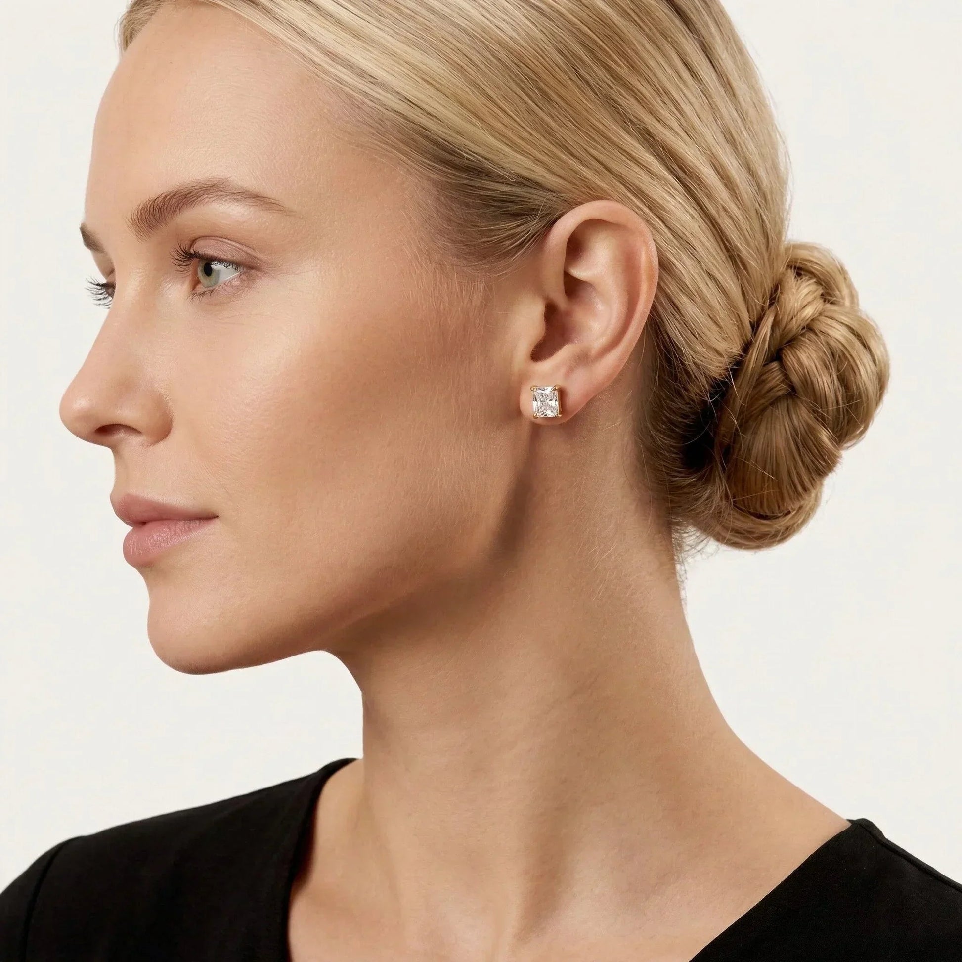 Gold Solitaire Earrings