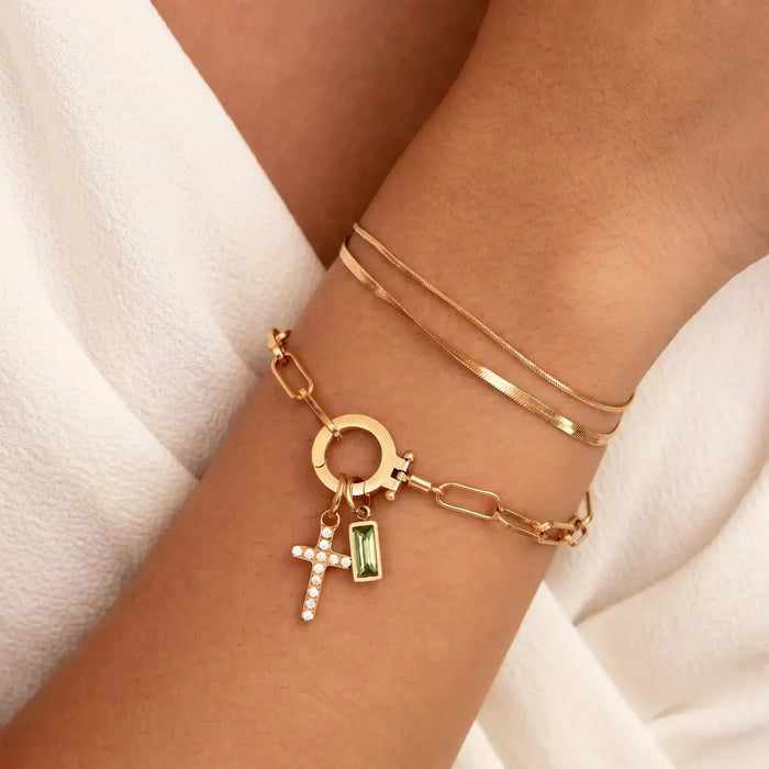 Birthstone Cross Bracelet