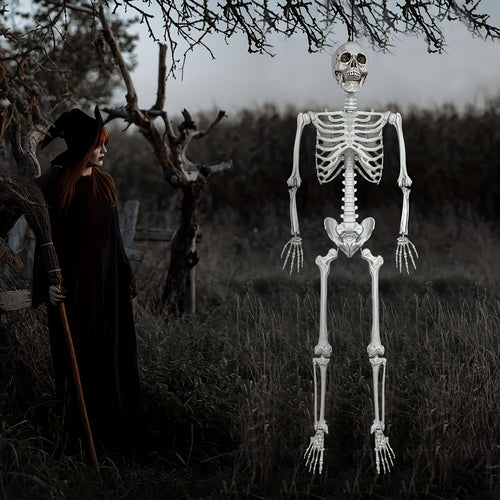 12 Ft Life-Size Halloween Skeleton Decoration with Posable Joints - Scary Outdoor Prop