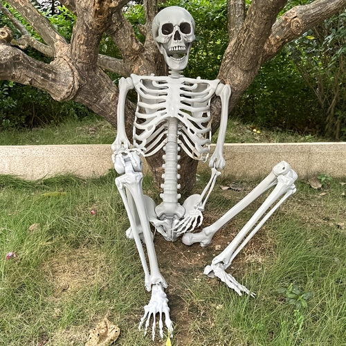 12 Ft Life-Size Halloween Skeleton Decoration with Posable Joints - Scary Outdoor Prop