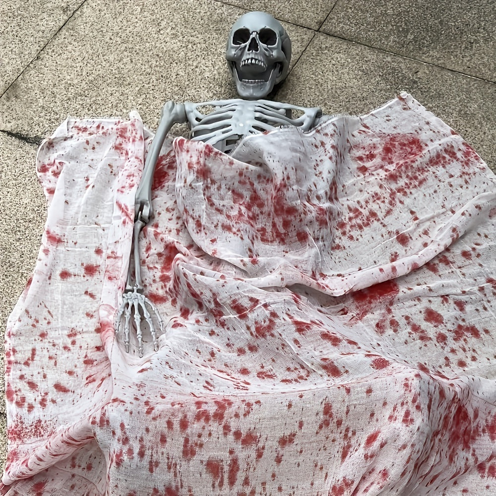 12 Ft Life-Size Halloween Skeleton Decoration with Posable Joints - Scary Outdoor Prop