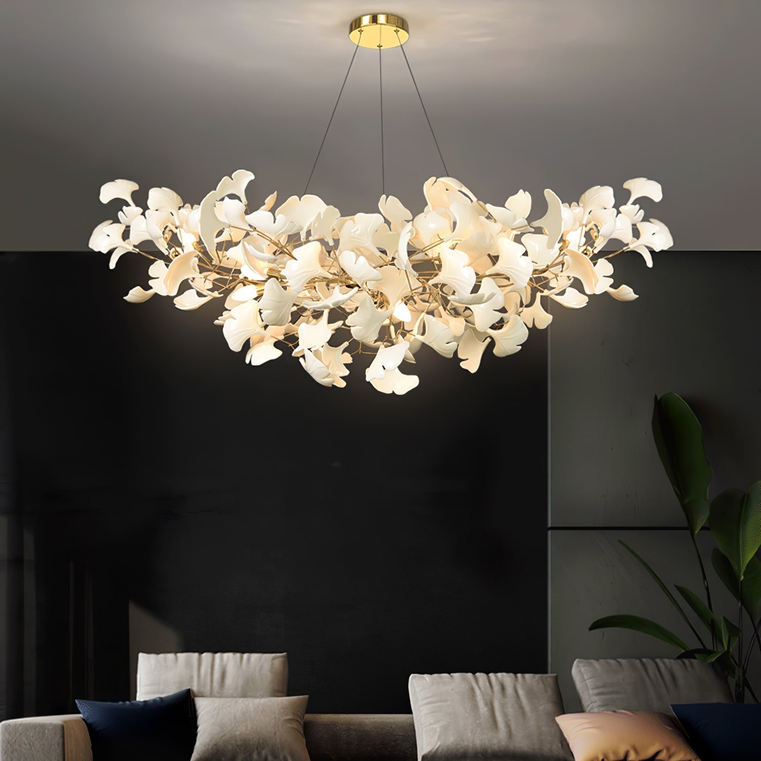 Contemporary Chandelier in Gingko Style
