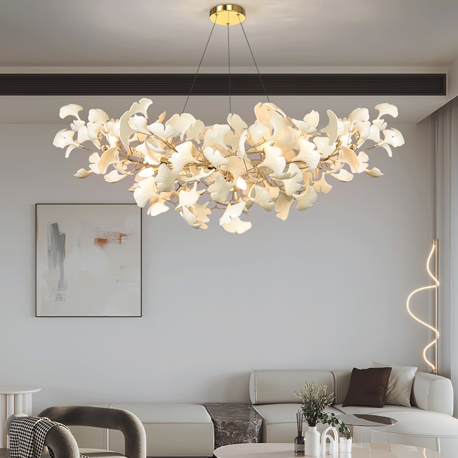 Contemporary Chandelier in Gingko Style