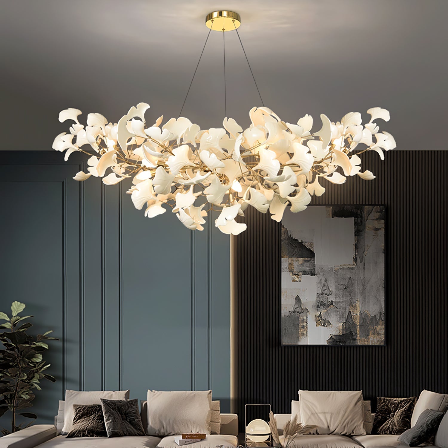 Contemporary Chandelier in Gingko Style