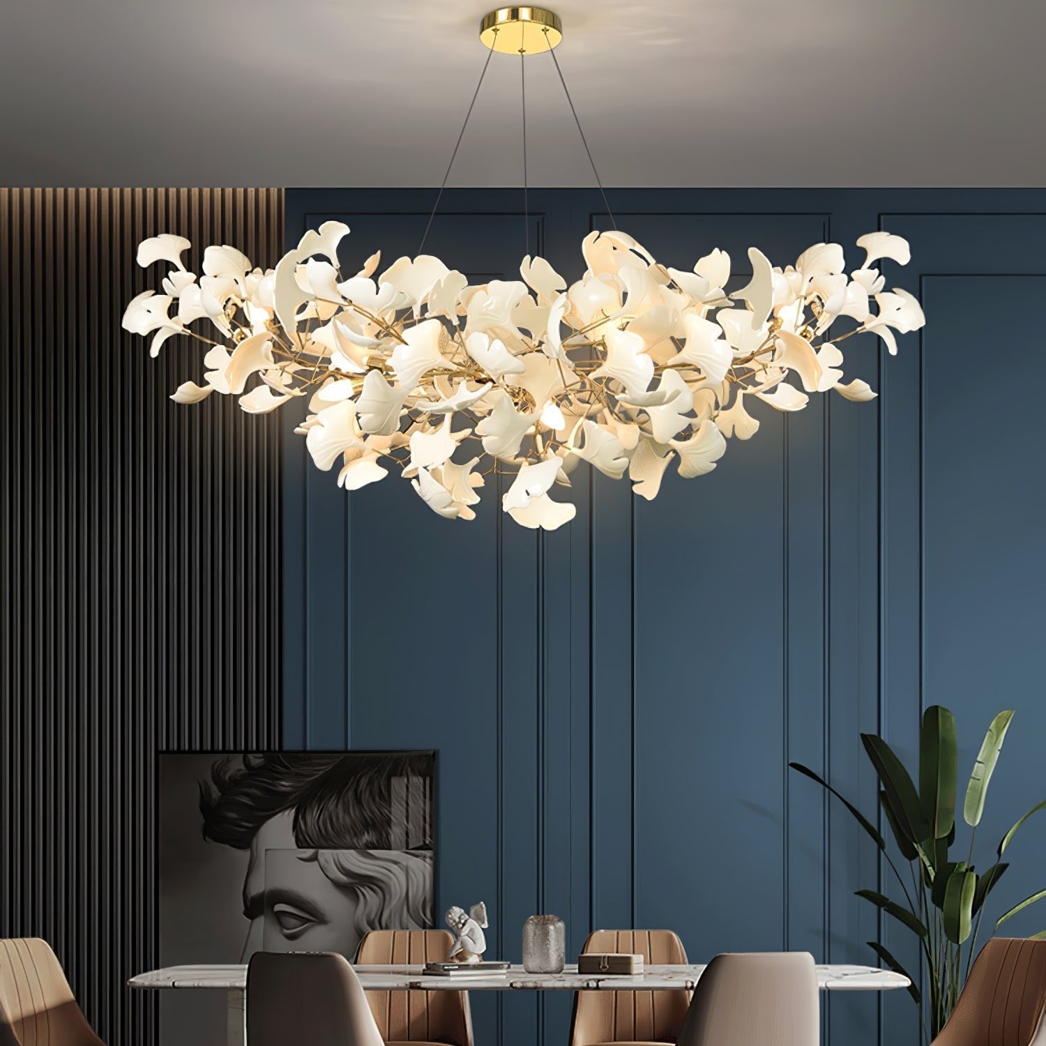 Contemporary Chandelier in Gingko Style