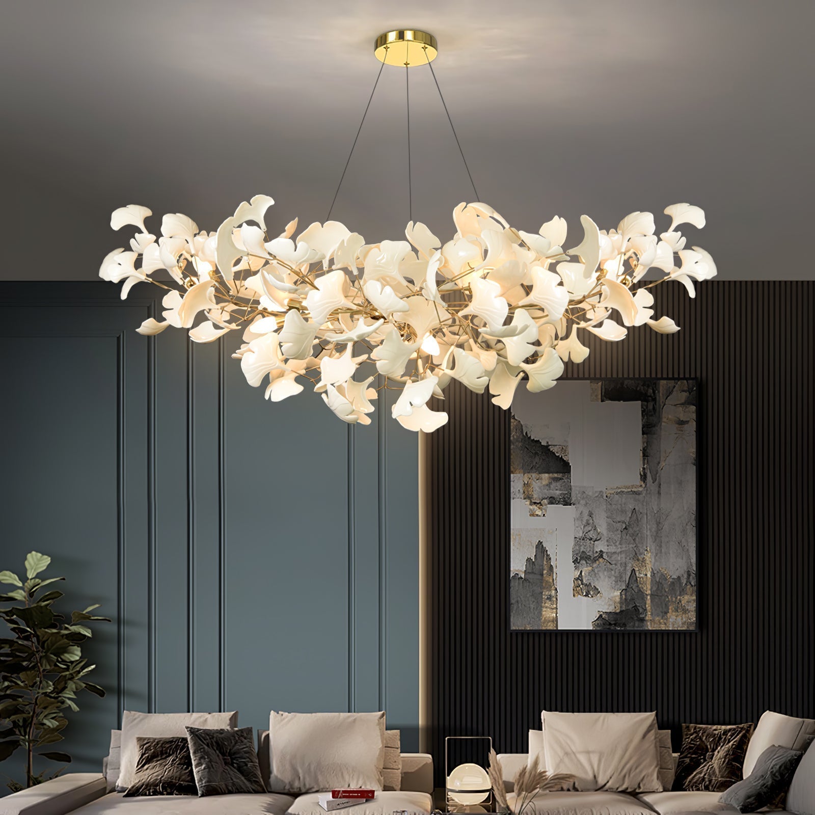Contemporary Chandelier in Gingko Style