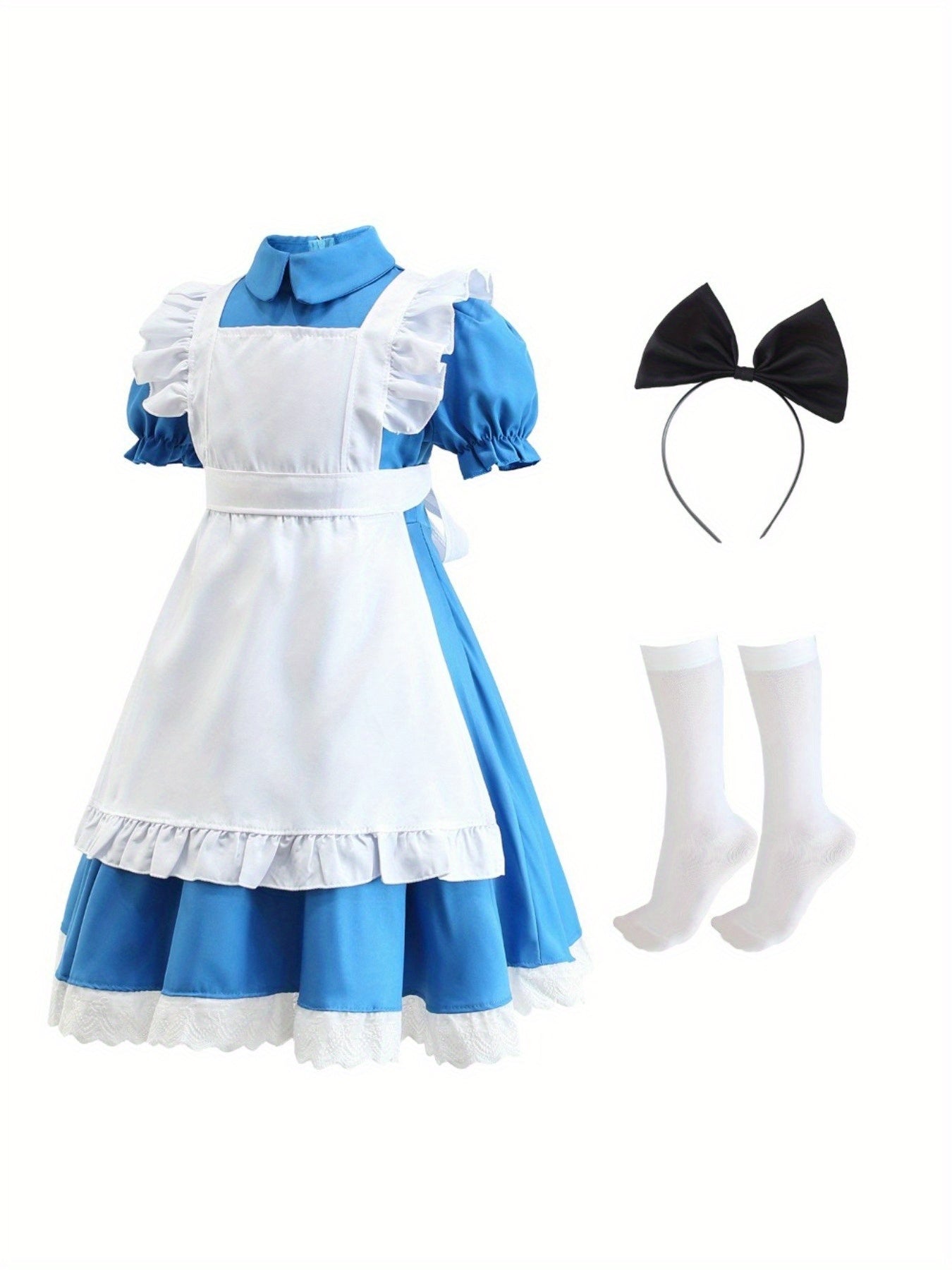 Classic Halloween Costume Dress Set for Girls | Mini Outfit with Puff Sleeves