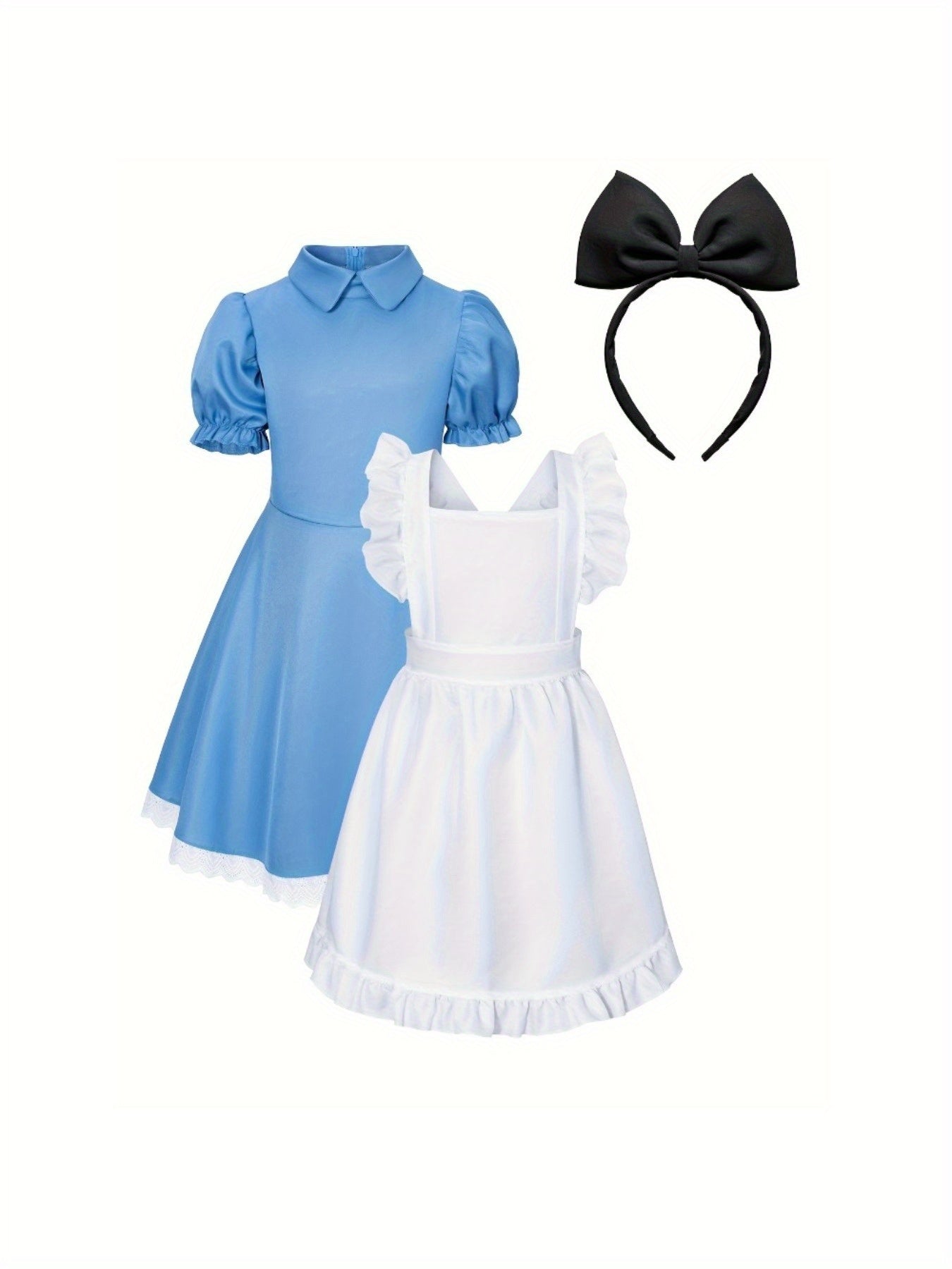 Classic Halloween Costume Dress Set for Girls | Mini Outfit with Puff Sleeves