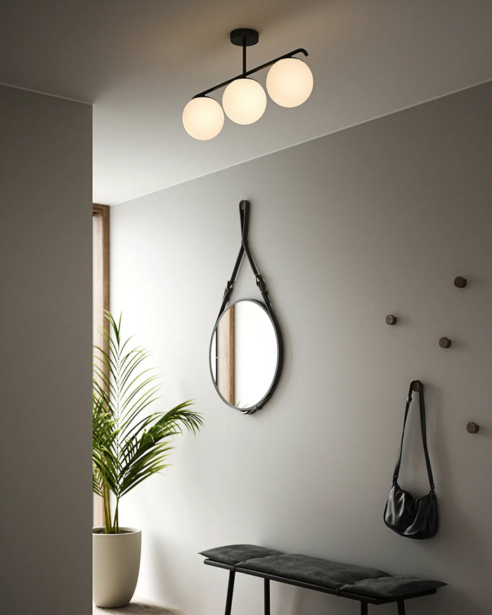 Opal Glass 3-Light Semi Flush Ceiling Light