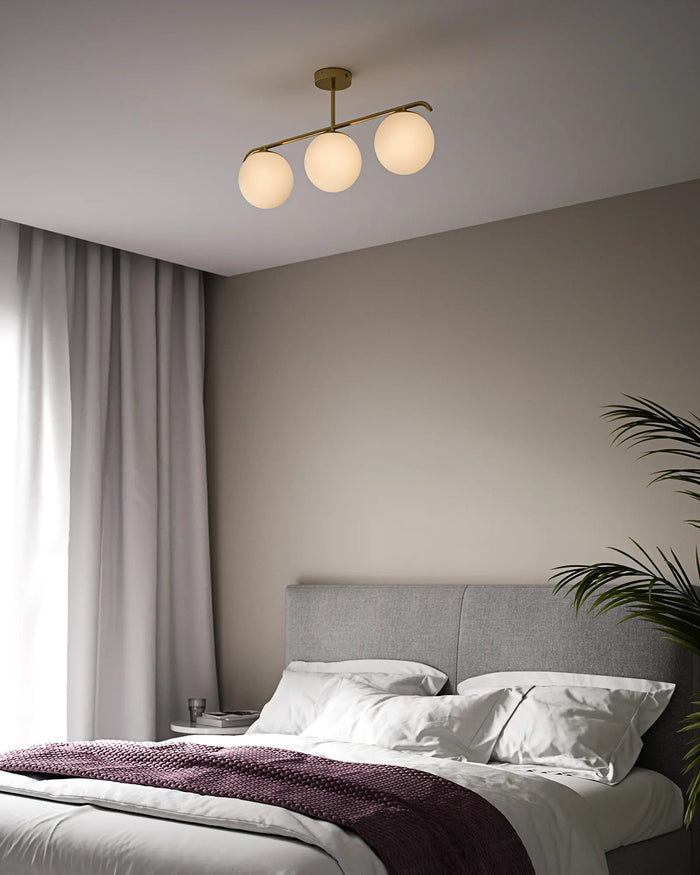 Opal Glass 3-Light Semi Flush Ceiling Light