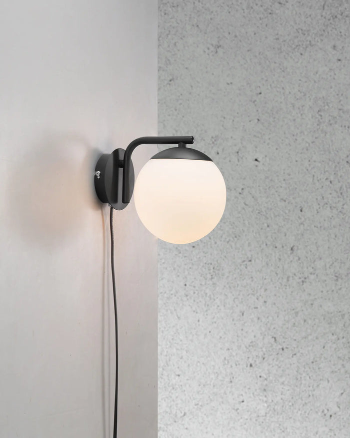 Curved Arm Globe Wall Light