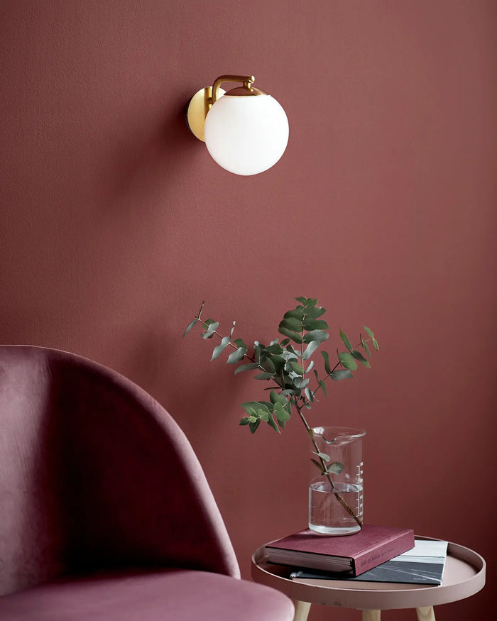 Curved Arm Globe Wall Light