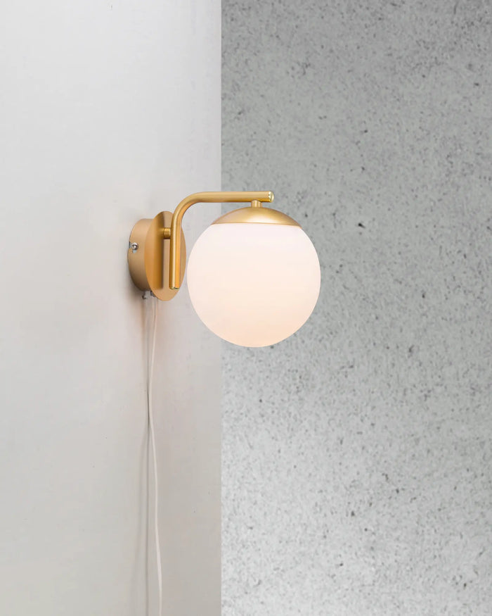 Curved Arm Globe Wall Light